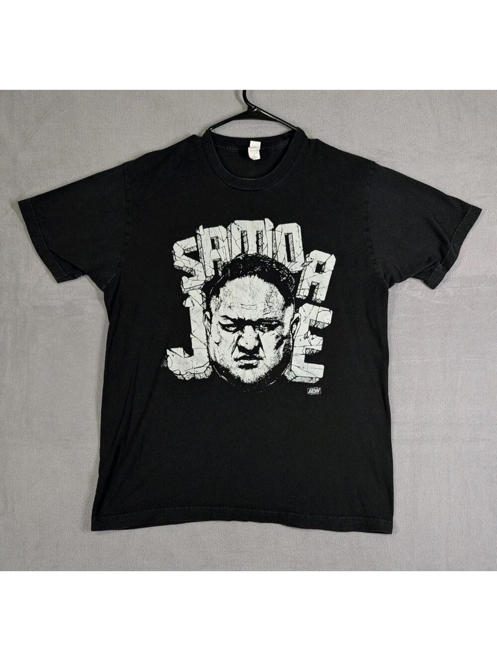 AEW Men Large Black Samoa Joe Graphic T Shirt Wrestling Streetwear Tee